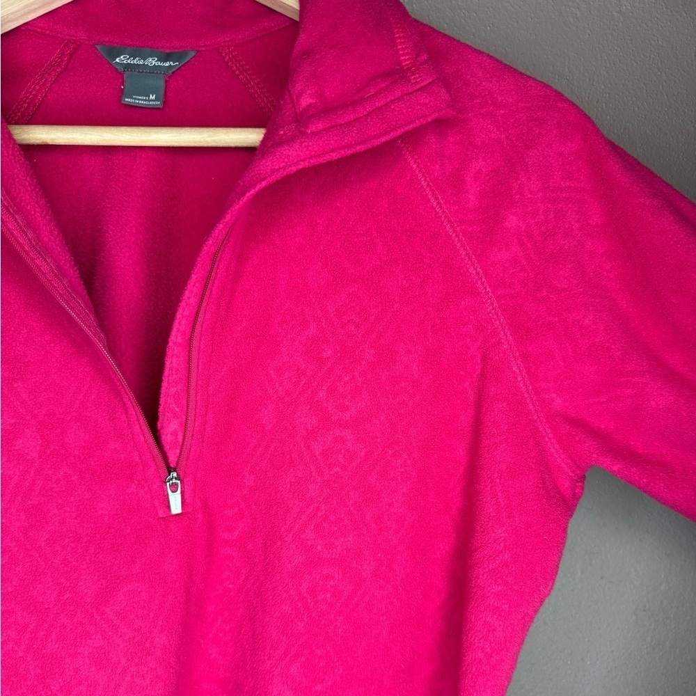 Eddie Bauer Women's Red Fleece Pullover 1/4 Zip Size Medium Loungewear Comfort - Picture 7 of 15